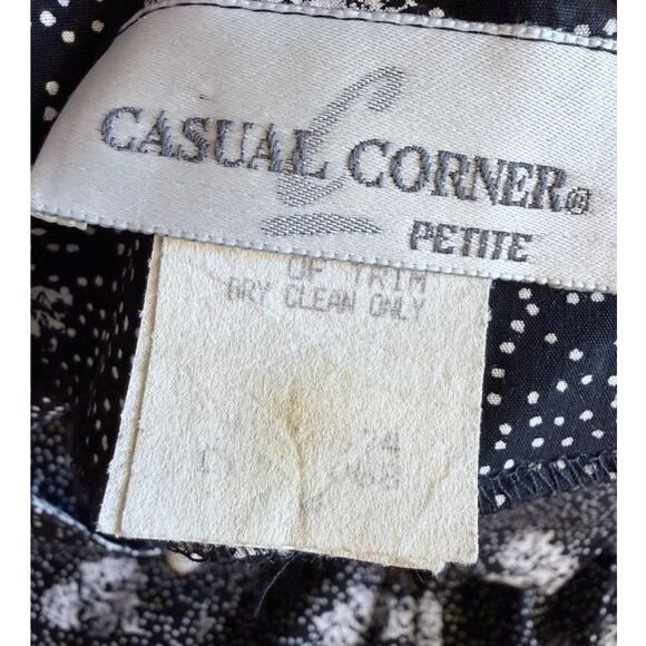 VTG Casual Corner Petite 2pc Skirt Set Dress Sz S Black White Floral Secretary - Picture 4 of 14